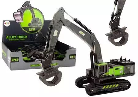 Koparka gąsienicowa 1:55 czarno-zielona. Leantoys