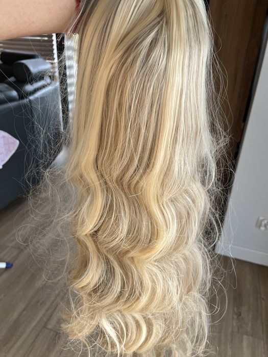 Długie włosy, peruka falowana blond bezowy/popiel