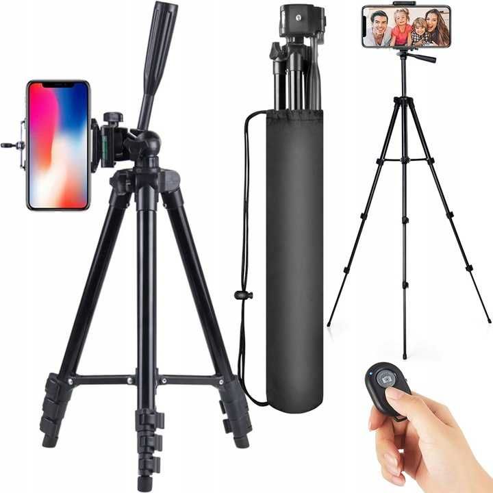 STATYW NA APARAT telefon stojak tripod 103cm uchwyt do zdjęć z pilotem