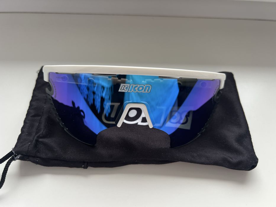 Okulary kolarskie rowerowe Scicon Aerowing lustrzane szkla niebieskie