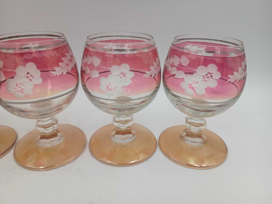 Kieliszki Bohemia koniakówki szkło z PRL