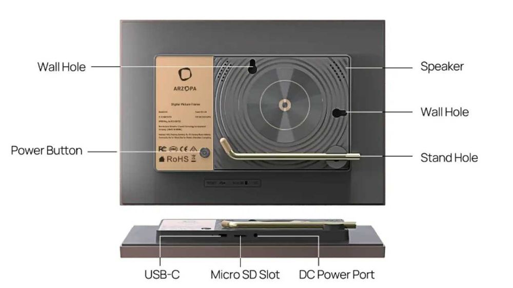 Цифрова фоторамка Arzopa D10 10.1" Champagne Gold Digital Photo Frame