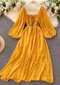 Жіноча сукня сарафан гірчичного кольору універсальний розмір