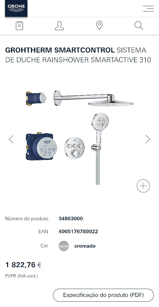 Sistema de duche Grohe Smartcontrol Novo