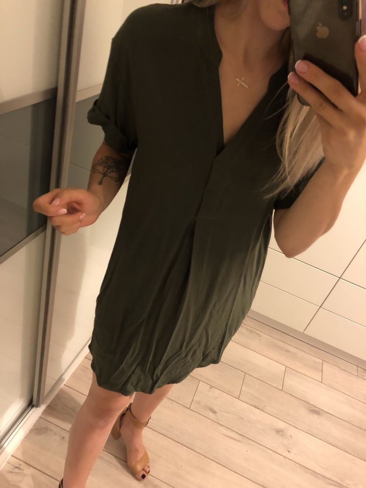 Khaki sukienka basic H&M