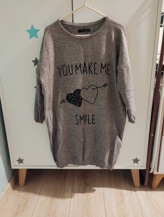 Szara tunika sukienka dzianinowa Mohito XXS