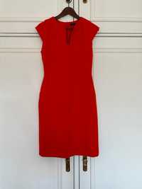 Vestido vermelho alaranjado justo