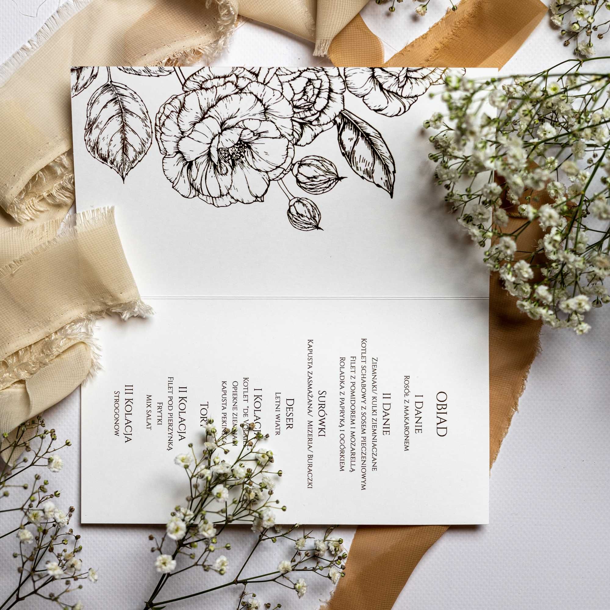 Menu na stół weselny GLAMOUR golden rose