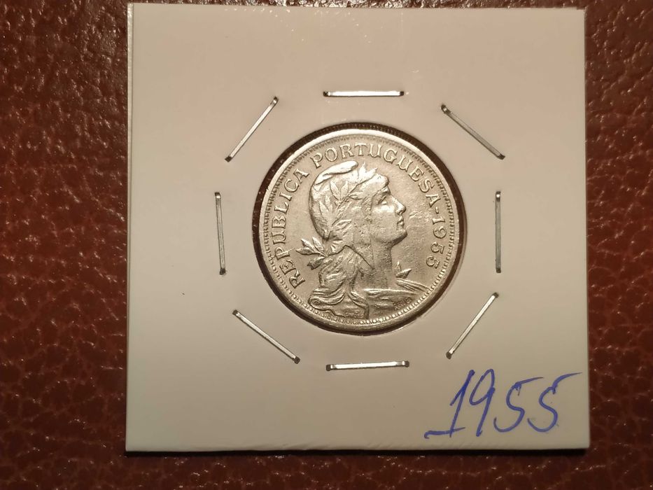 A5 moeda de 50 centavos de 1955 em alpaca - Portugal
