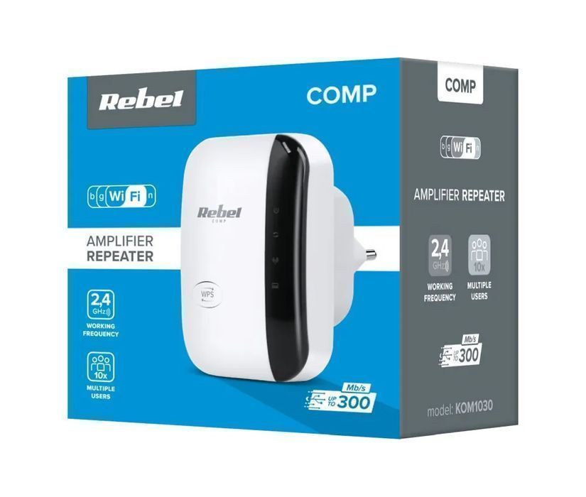 Repeater wzmacniacz sieci bezprzewodowej WiFi Rebel do 100m KOM1030
