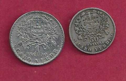 MOEDAS  ex- colonia Cabo Verde  1 Esc e  50  Cent  1930 Alpaca Bonitas
