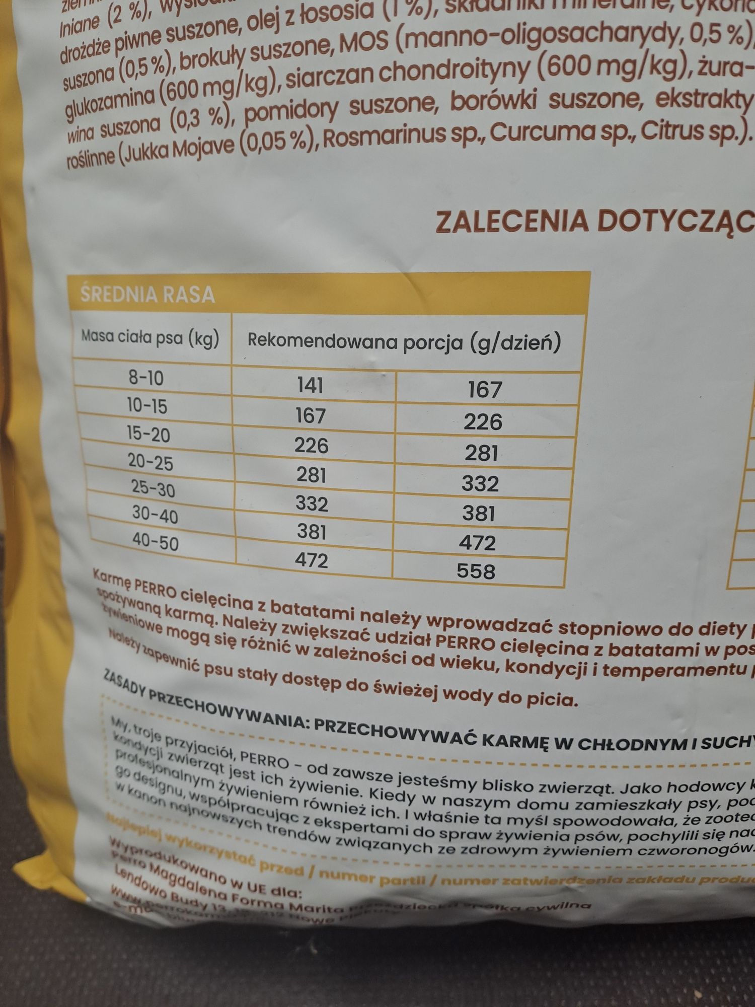 Karma dla psa Perro cielęcina z batatami 12kg