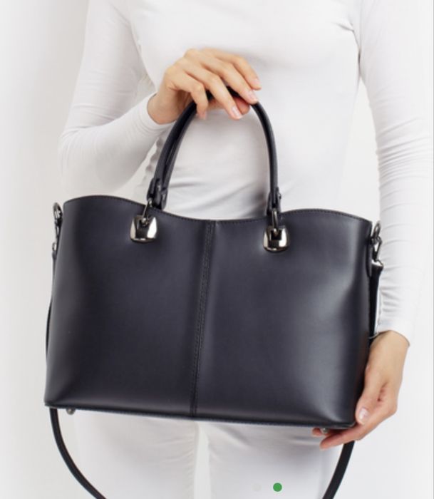 Сумка шкіряна чорна Ділова сумка жіноча Сумка А4 Портфель Італія