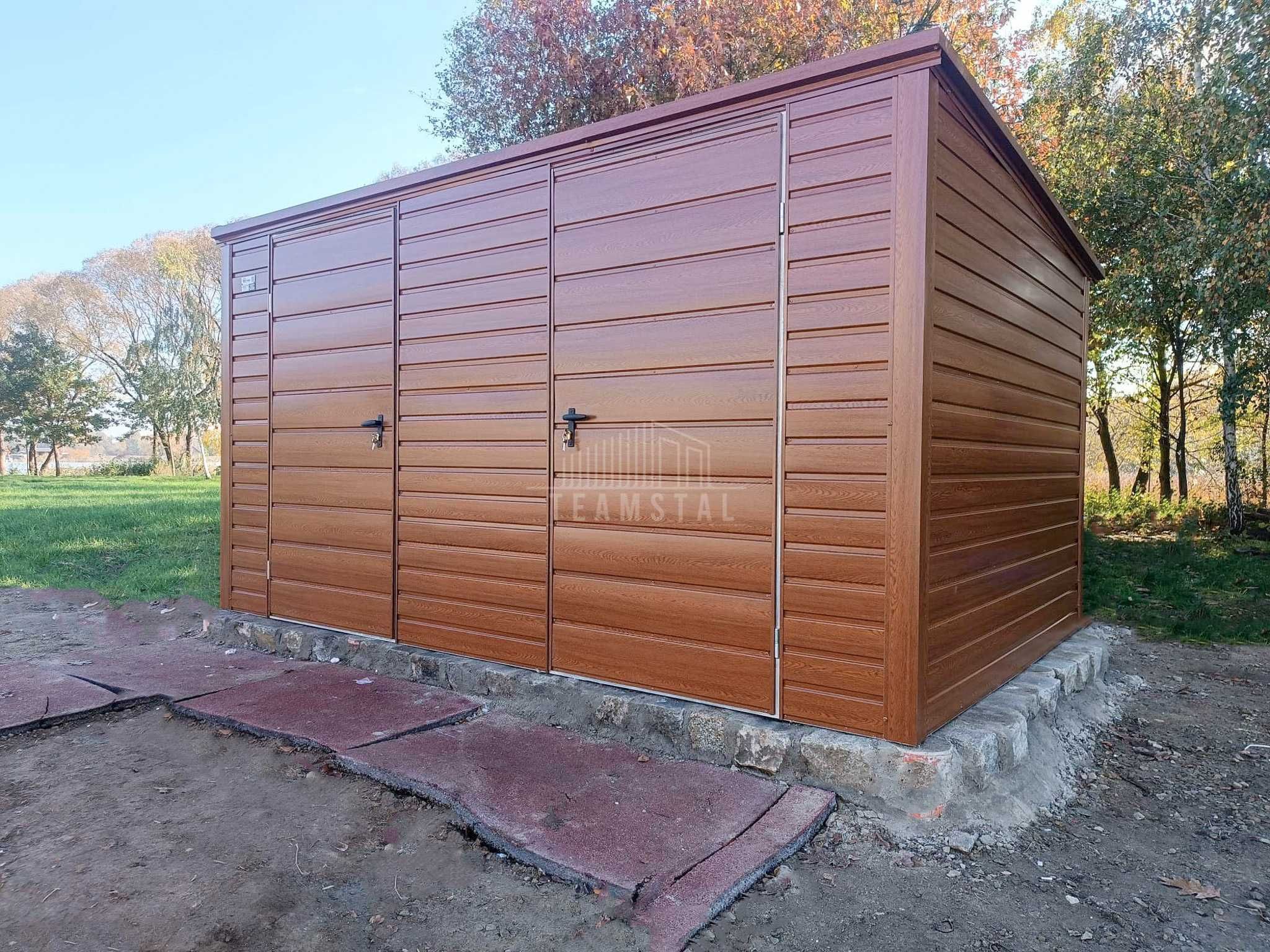 Schowek domek ogrodowy 4x2,5m 2x drzwi drewnopodobny dach spad  TS969