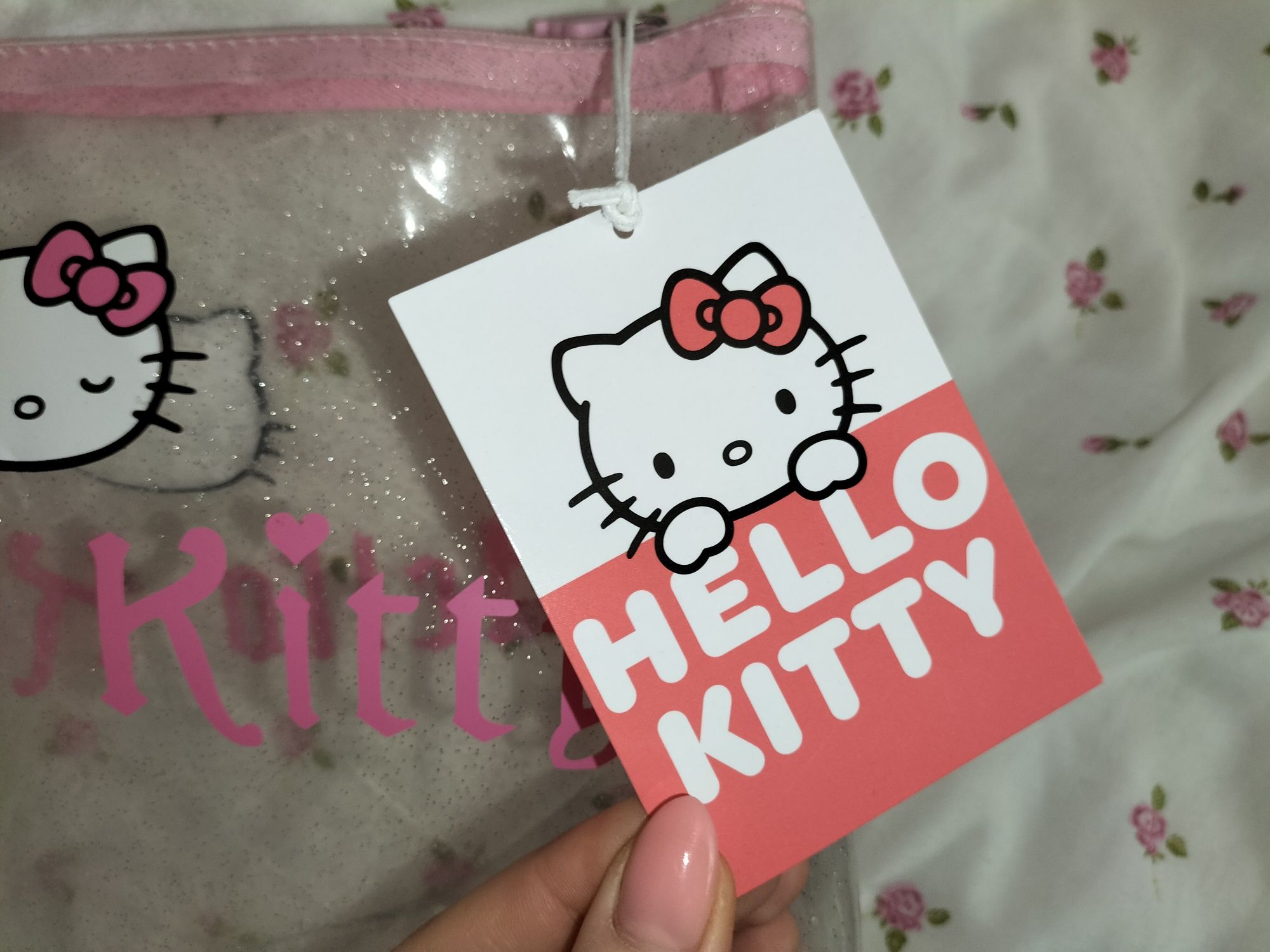 Duża brokatowa kosmetyczka torebka hello kitty sanrio cute kawaii y2k