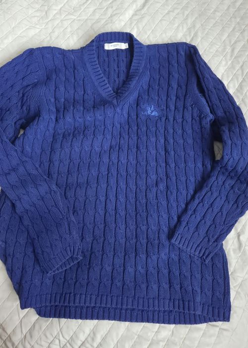 Sweter niebieski warkocz ala burberry