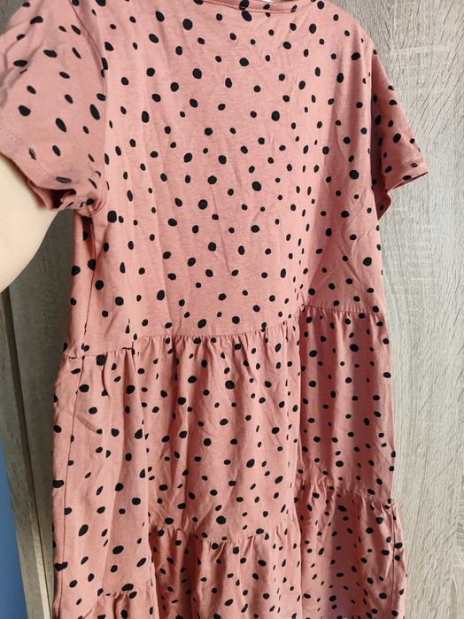 Sukienka kropki 134/140 H&M krótki rękaw