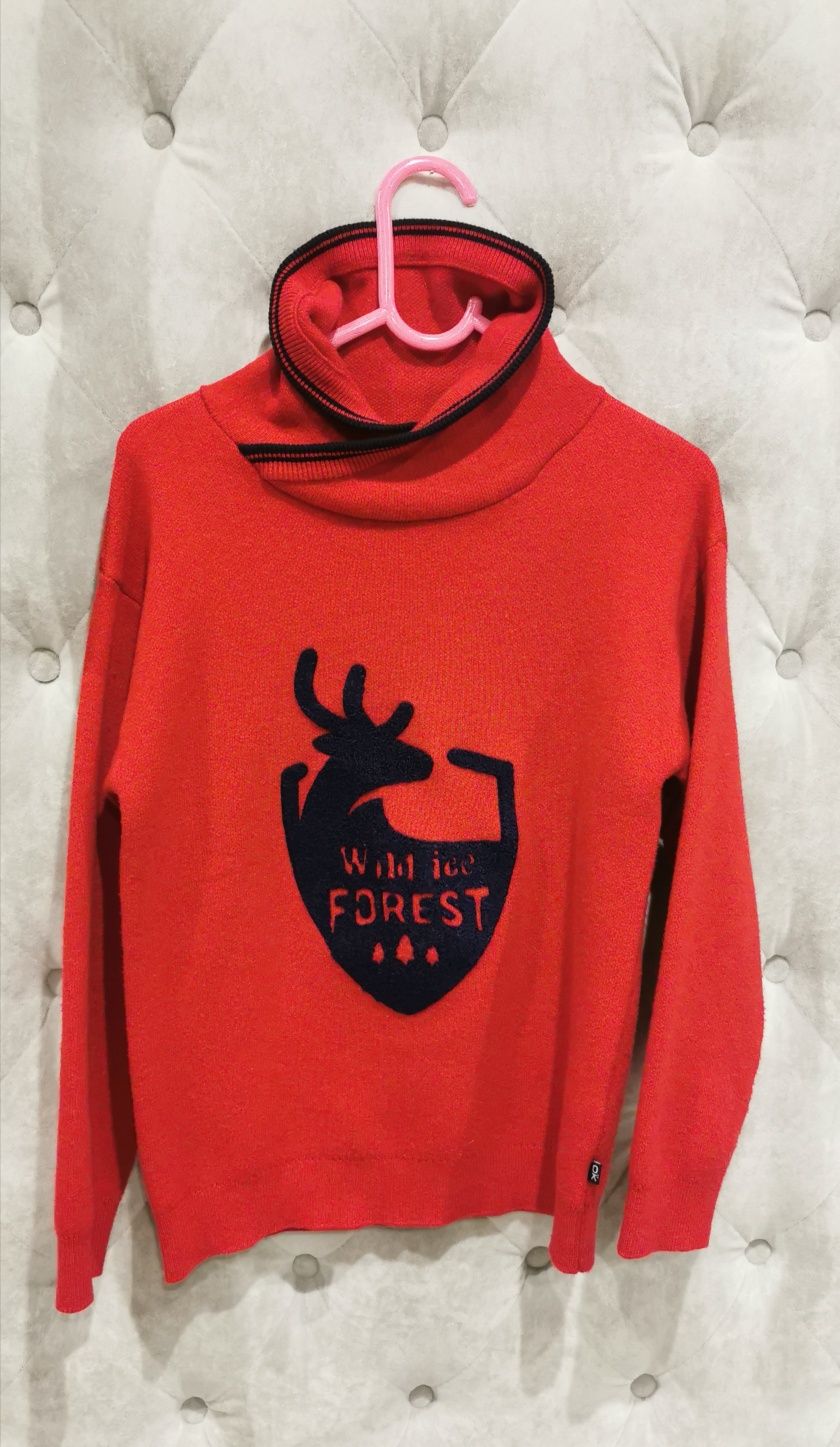 Sweter zimowy, czerwony, okaidi, 8 lat, 128 cm