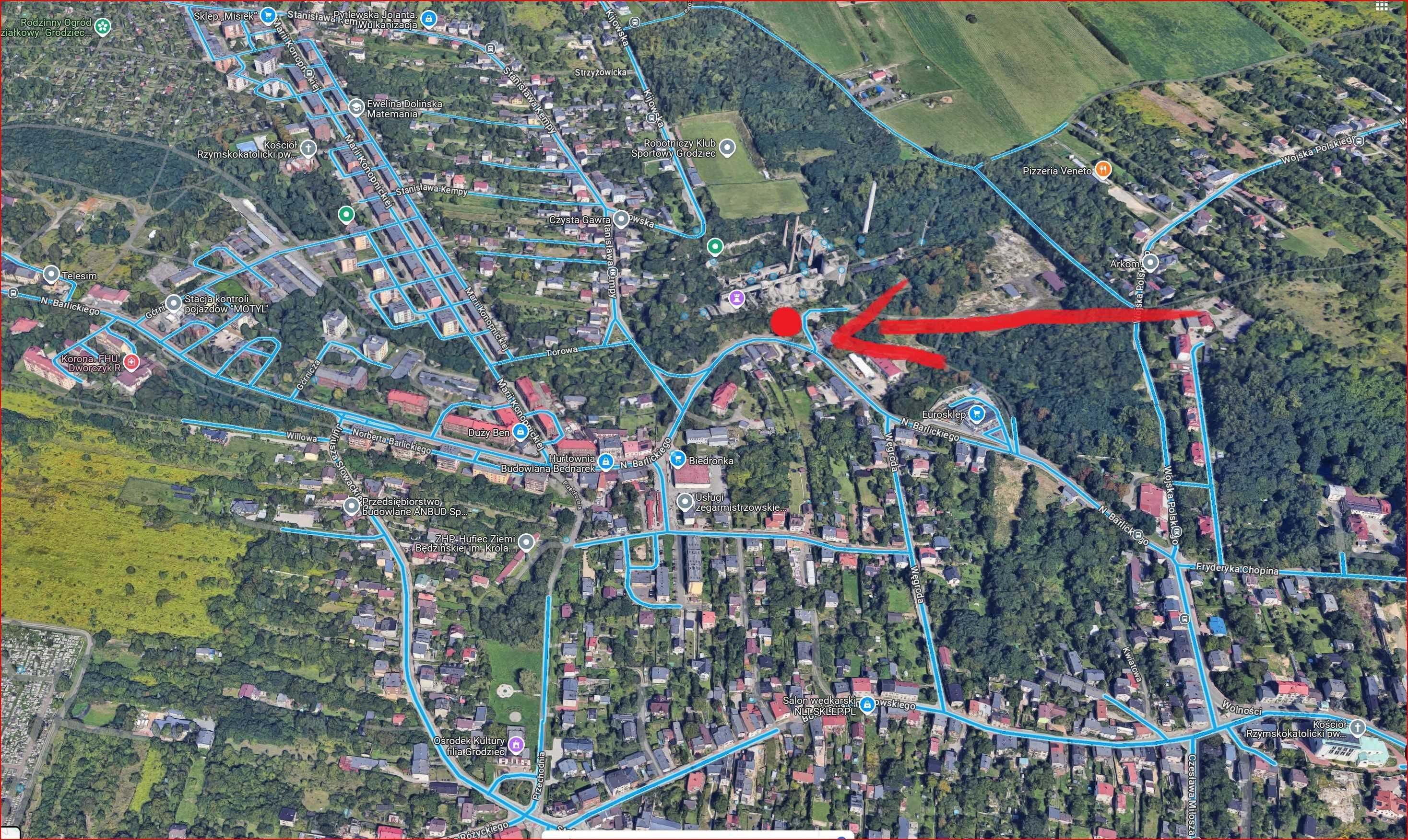 Teren Handlowo Usługowy Parking Komis Punkt sprzedaży Będzin Grodziec
