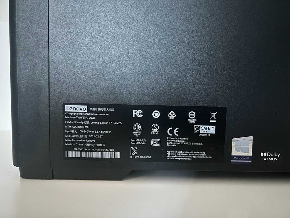 Lenovo Legion T7 – i9-10850K/32GB RAM/RTX 3080 10GB/SSD 1TB + HDD 2TB