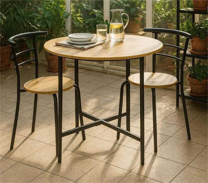 NOWY Stół z 4 Krzesłami Okrągły Do Kuchni Jadalni Salonu Loft Loftowy