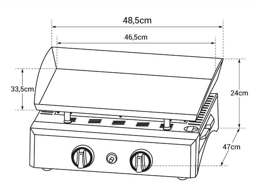 Grelhador/Chapa a Gás (USADO) - 2 queimadores 5kW - Inclui Garrafa K6