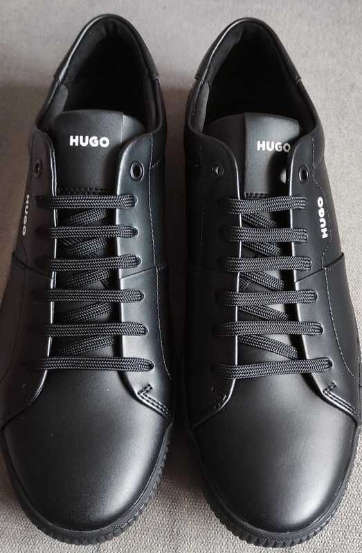Nowe, skórzane sneakersy Hugo męskie czarne, r. 42