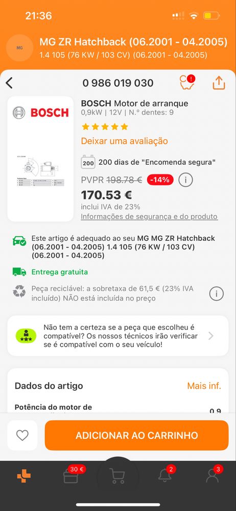 Motor de arranque novo