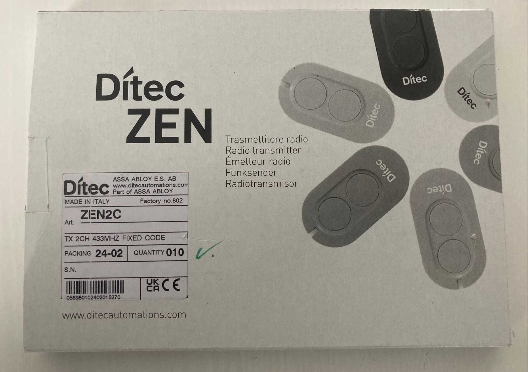 Comandos novos Ditec ZEN2C