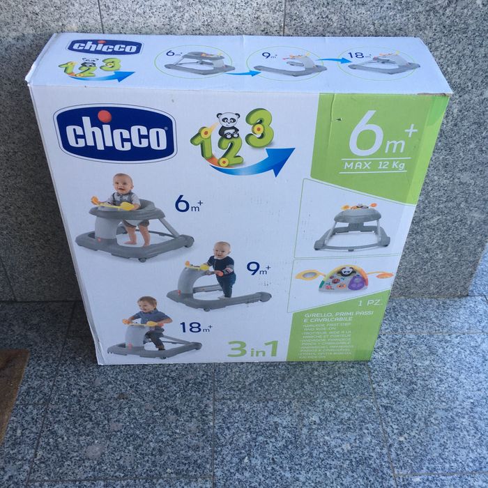 Andador Chicco 1 2 3 cinza. Novo!