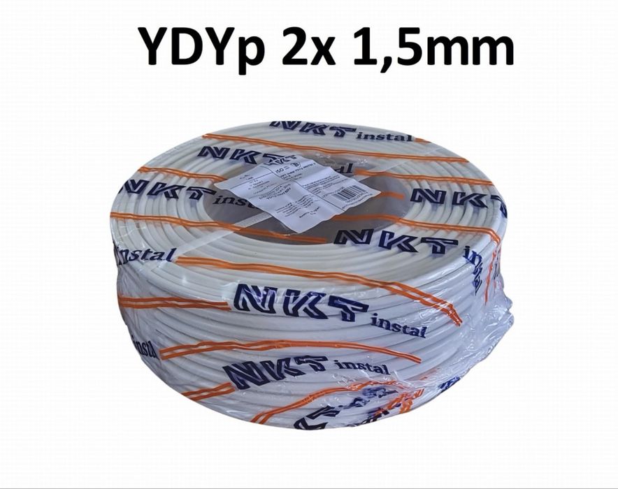 2 sztuki Przewód instalacyjny YDYP 2x1,5 450/750V