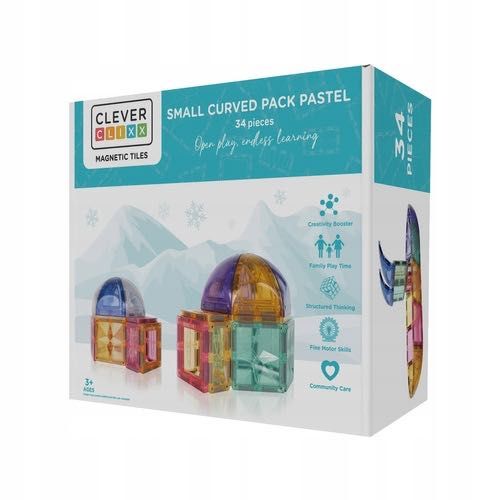 Cleverclixx Klocki magnetyczne Small Curved 34 el.