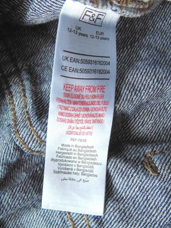 F&F spodnie jeans z przetarciami 13-14 lat pas 74 cm