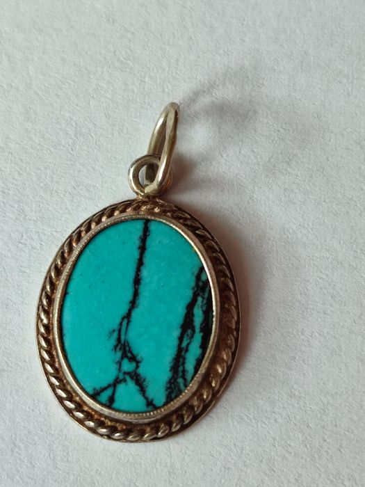 Warmet stara zawieszka turkus srebro Agat Kłodzko