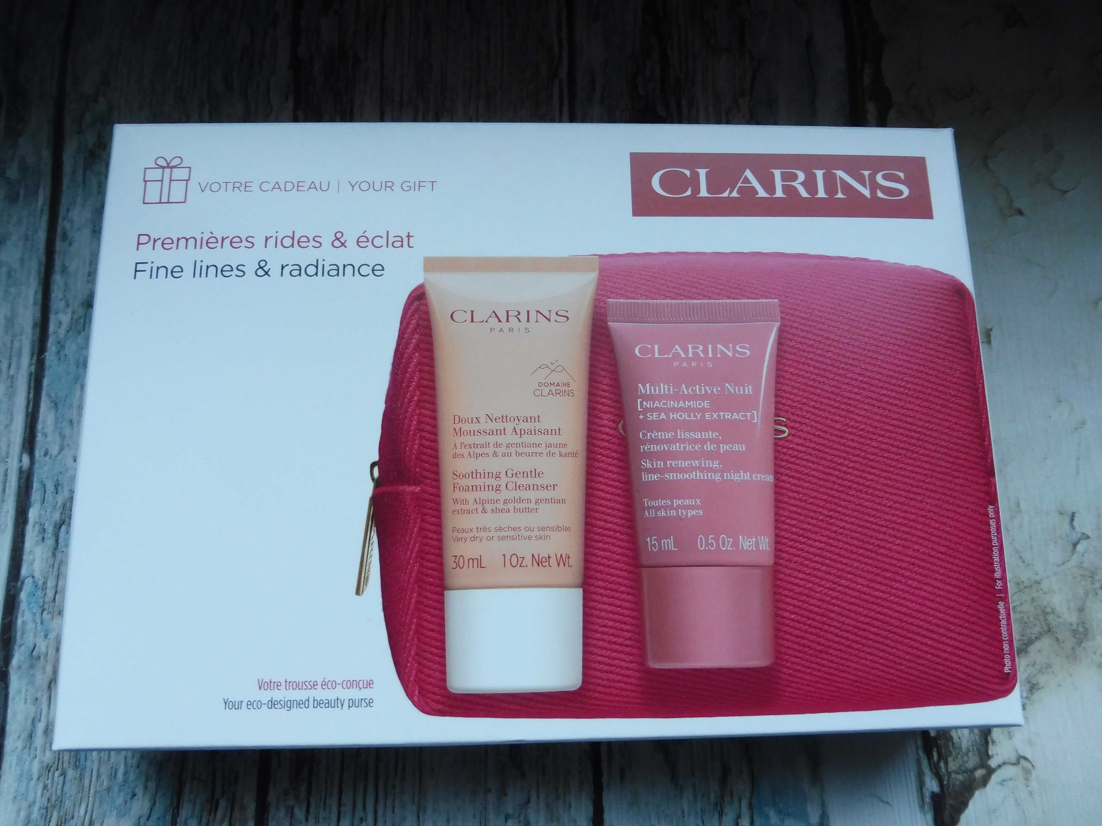 Clarins Multi-Active Nuit zestaw, krem, pianka , kosmetyczka