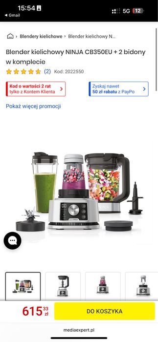 Blender Ninja cb350eu plus dwa bidony