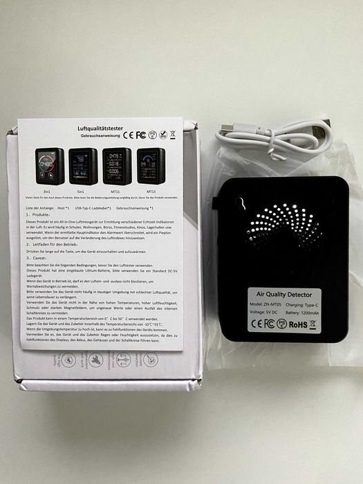 Монітор якості повітря 5 в 1 аналізатор температури вологості рівня CO