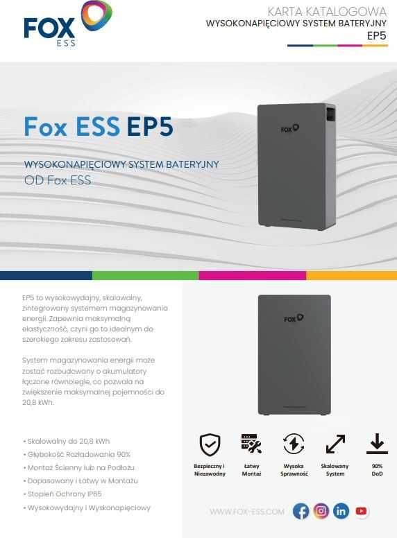 Wysokonapięciowy magazyn energii FoxESS EP5