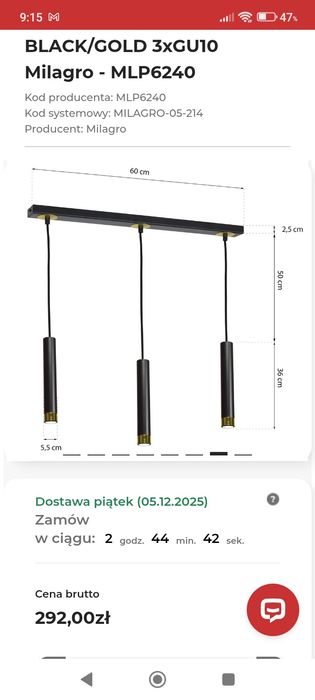 Lampa wisząca Dani 50%ceny , nowa