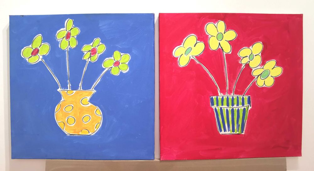 Quadros tinta acrílica sobre tela - Flores. NOVO PREÇO