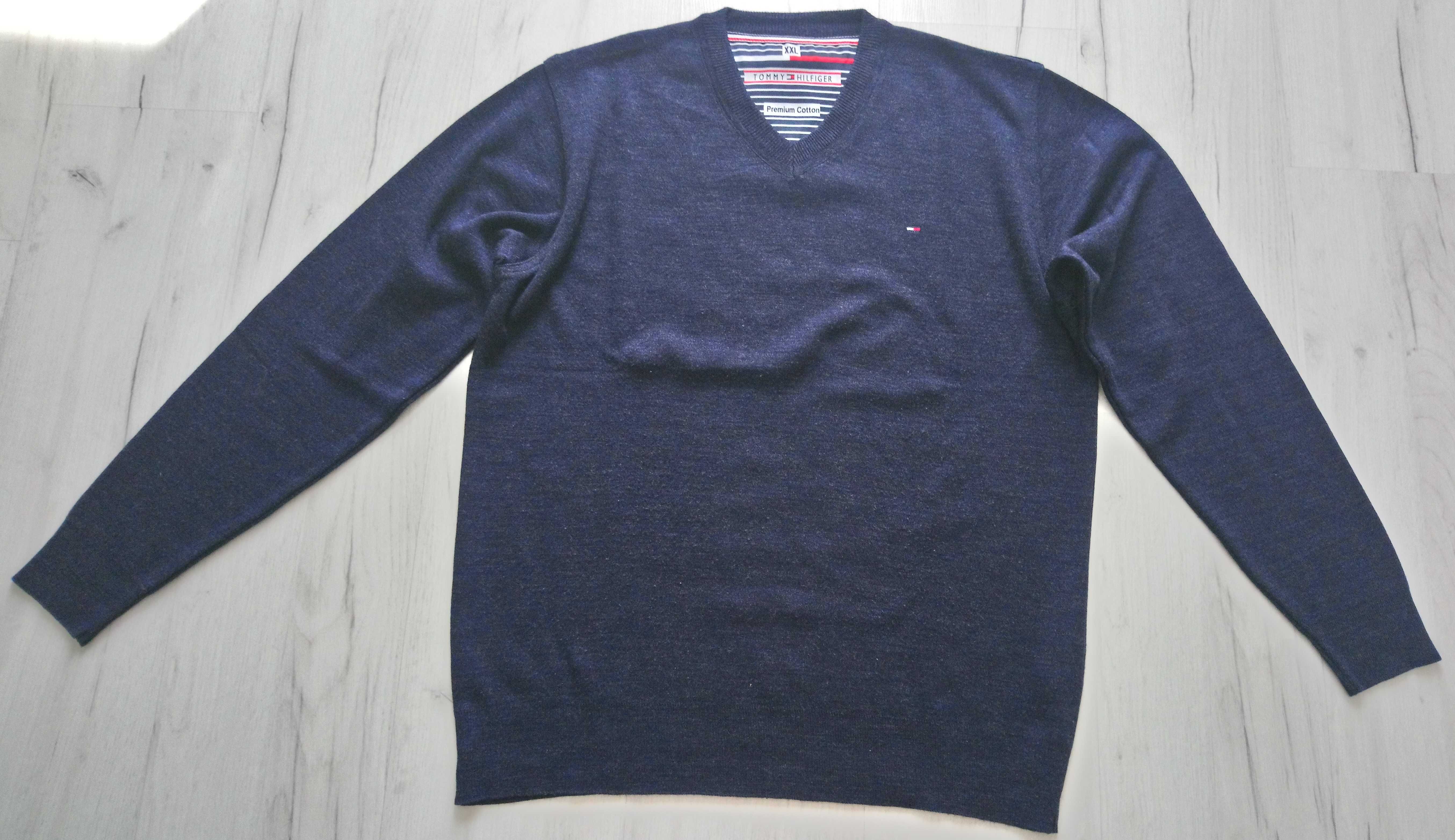 Męski lekki sweter Tommy Hilfiger XXL XL premium cotton wys. gratis