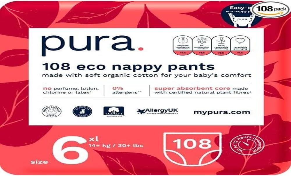 Pura Ekologiczne pieluchy, rozmiar 6 108szt