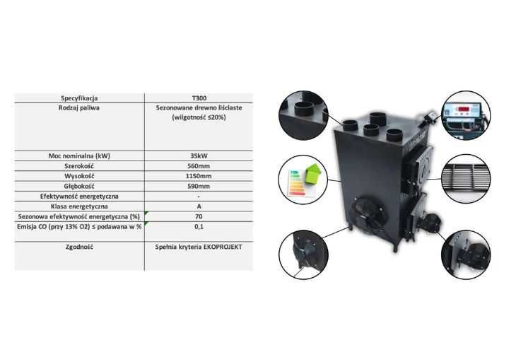 Piec nadmuchowy do 300 m2. Nagrzewnica powietrza MIRONEX 35kW