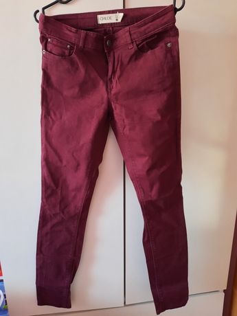 Burgundowe spodnie jeansowe Chloe