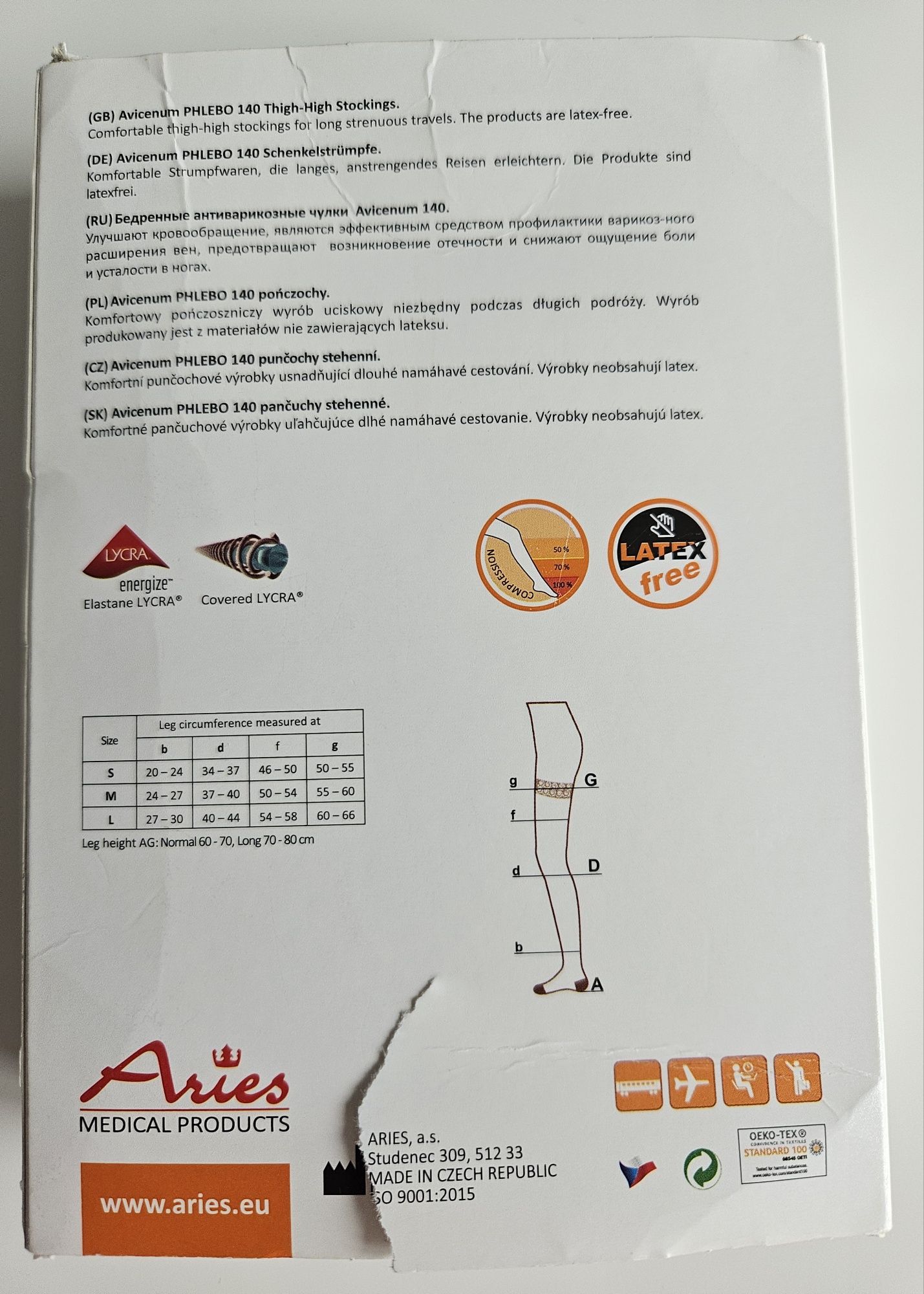 Pończochy uciskowe, przeciwżylalowe, przeciwzakrzepowe; S; Aries, beż