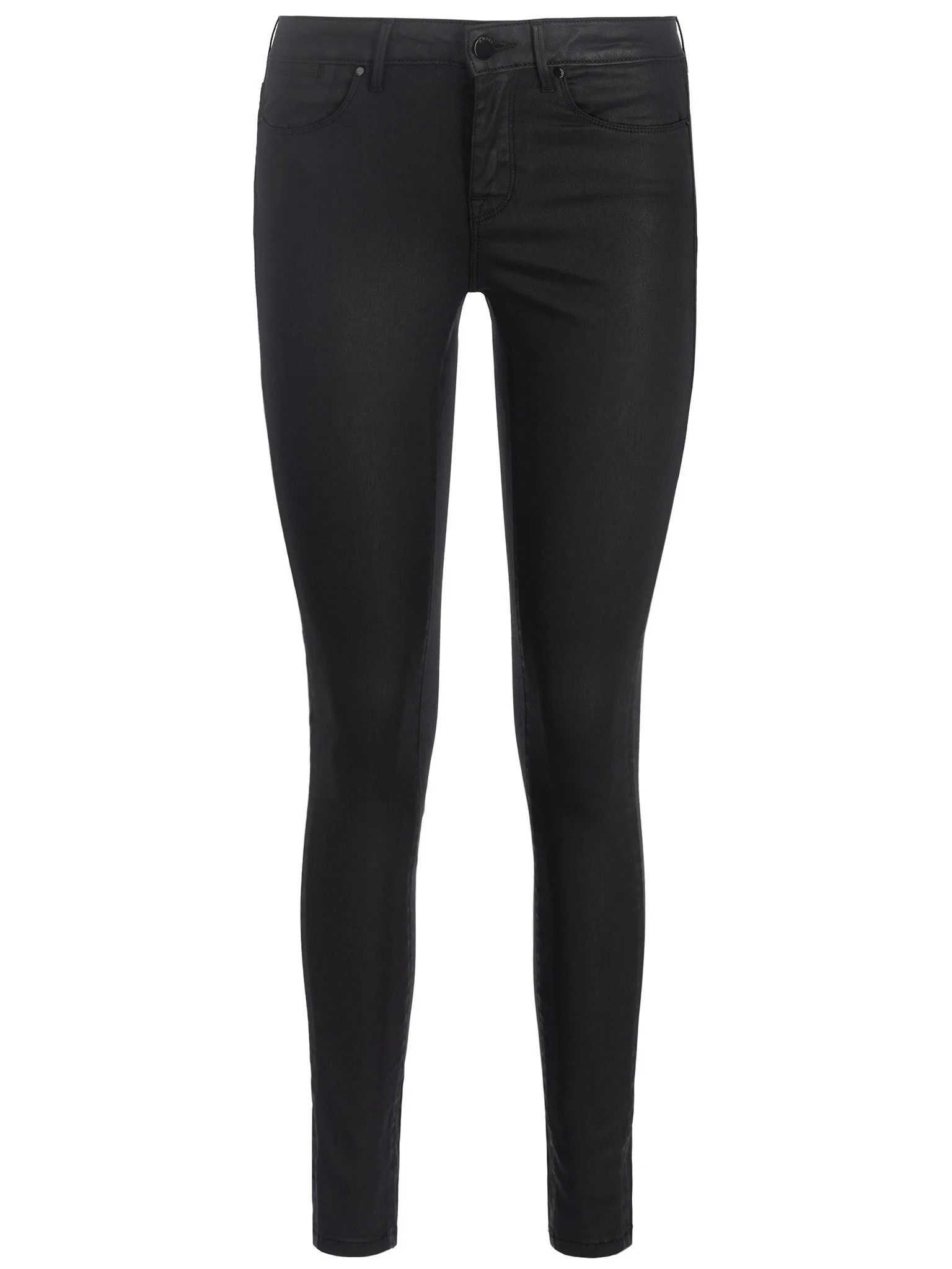 XXS XS -GUESS - Spodnie z imitacji skóry Jegging Mid - Czarny Slim Fit