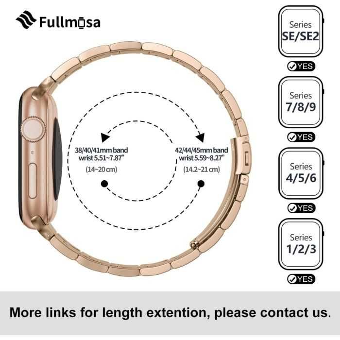 Fullmosa Bransoletka Apple Watch SE 9/8/7/6/5 różowe złoto