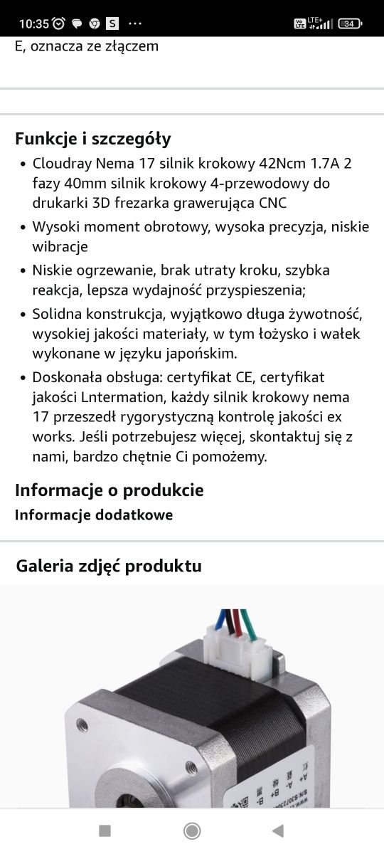 Silnik krokowy do drukarki Cloudray Bema 17