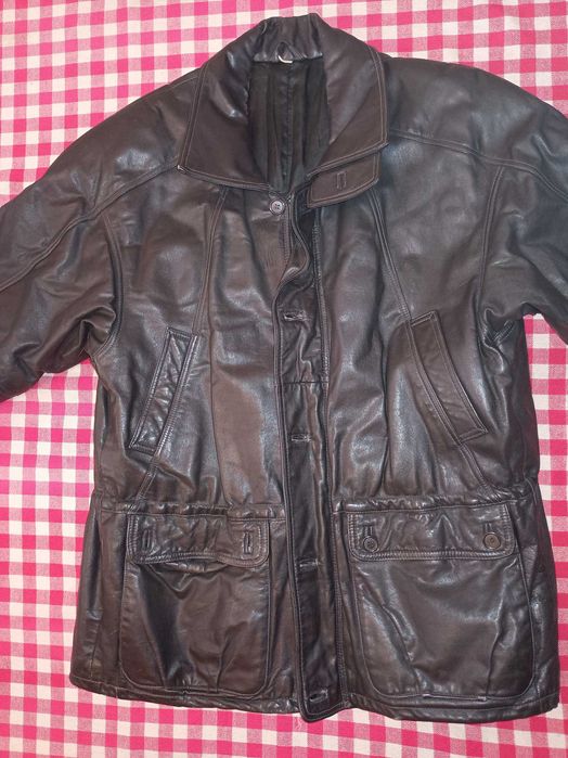 Kurtka 100% skórzana męska retro vintage ocieplana XL