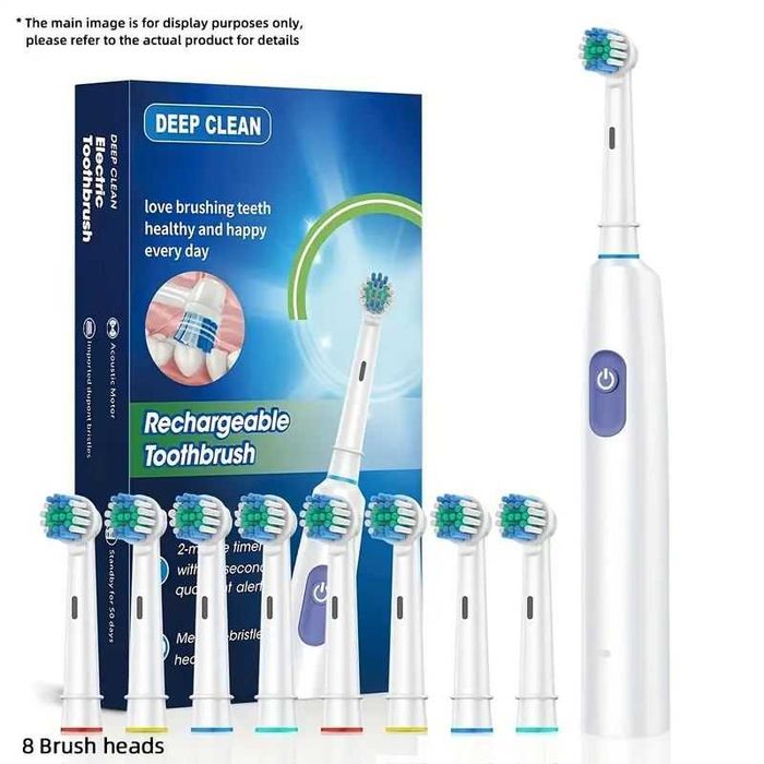 Escova de dentes elétrica rotativa + oferta 8 cabeças recarga. Nova.
